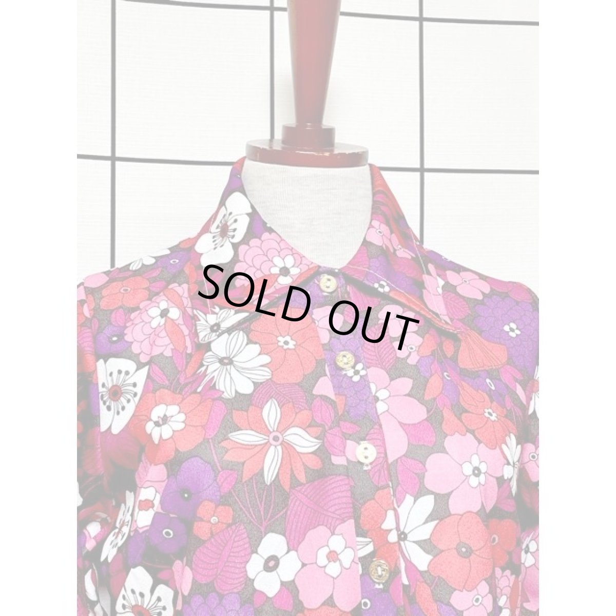 画像5: フランス古着 レトロポップ 上質な生地 60's 花柄 ヨーロッパ チュニック丈 ヴィンテージミニワンピース (5)