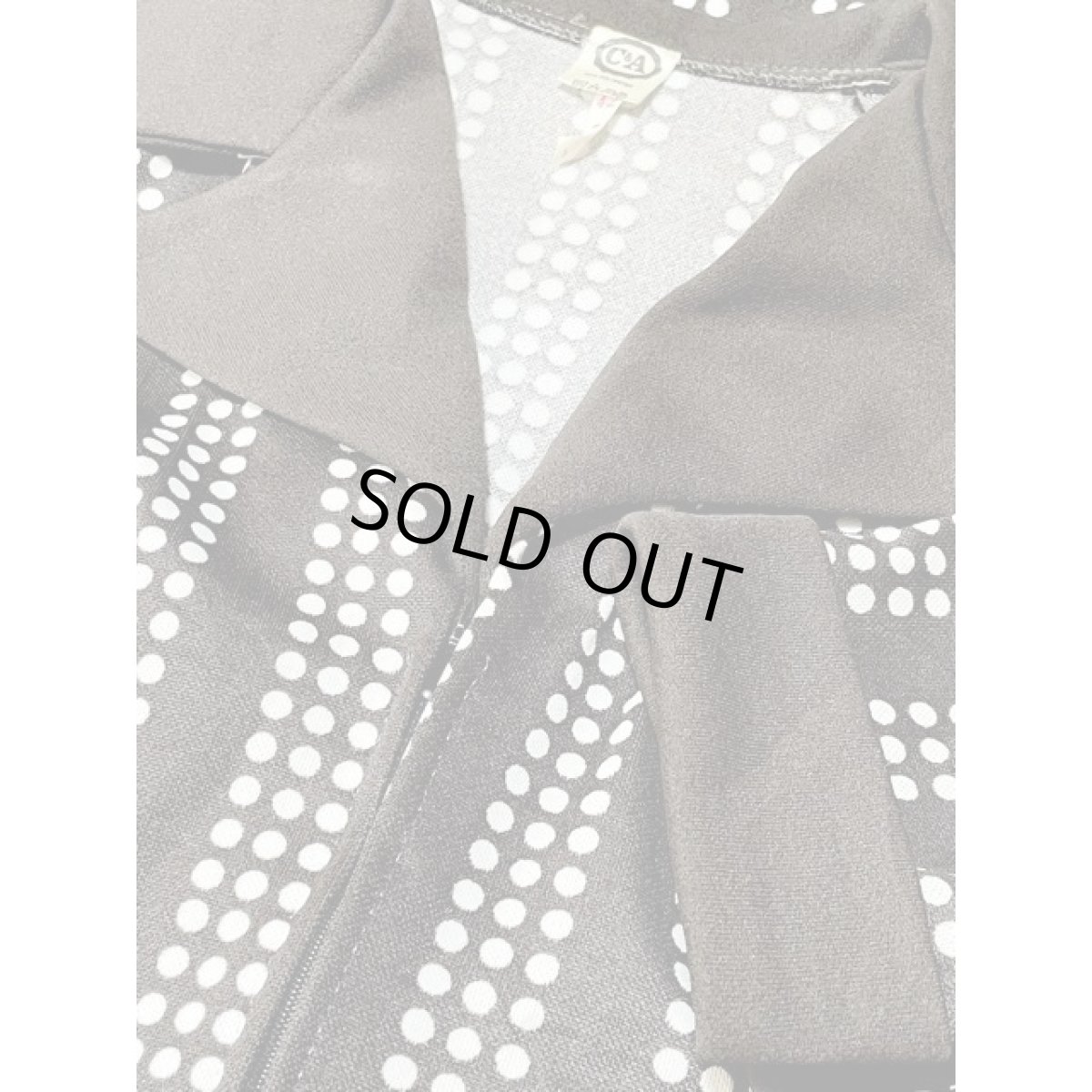 画像12: フランス古着 ドット柄 ビッグカラー ブラウン ホワイト ジップアップ 半袖 レトロ ヨーロッパ ヴィンテーワンピース (12)