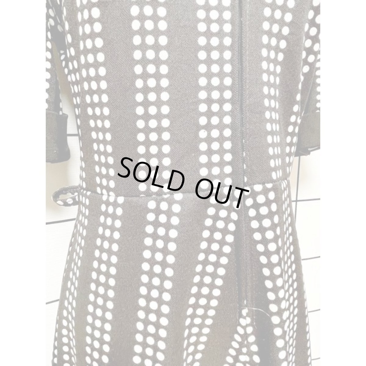 画像7: フランス古着 ドット柄 ビッグカラー ブラウン ホワイト ジップアップ 半袖 レトロ ヨーロッパ ヴィンテーワンピース (7)