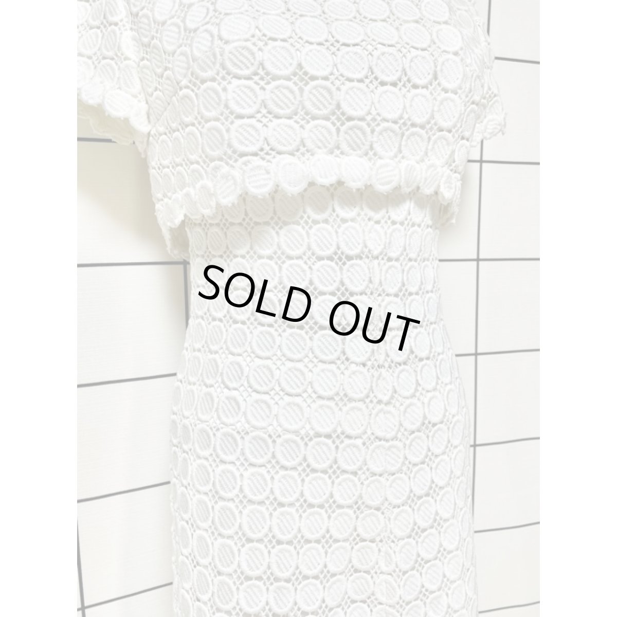 画像9: 透かし編み サークルデザイン 半袖 ホワイト ヨーロッパ古着 レトロ ヴィンテージ アンサンブル (9)