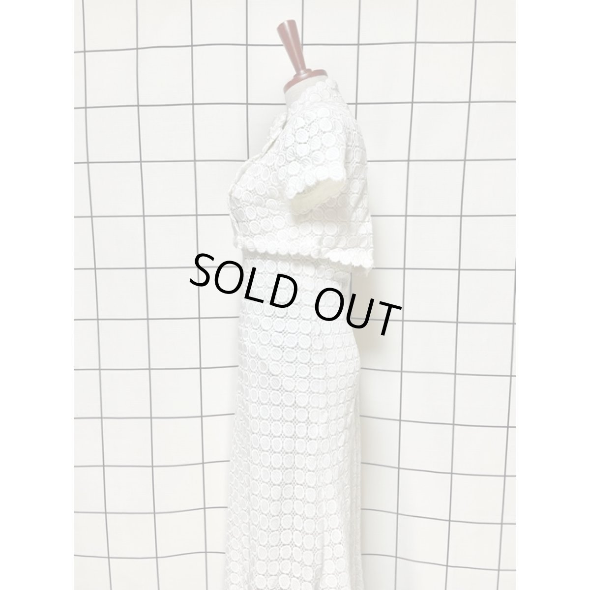 画像12: 透かし編み サークルデザイン 半袖 ホワイト ヨーロッパ古着 レトロ ヴィンテージ アンサンブル (12)