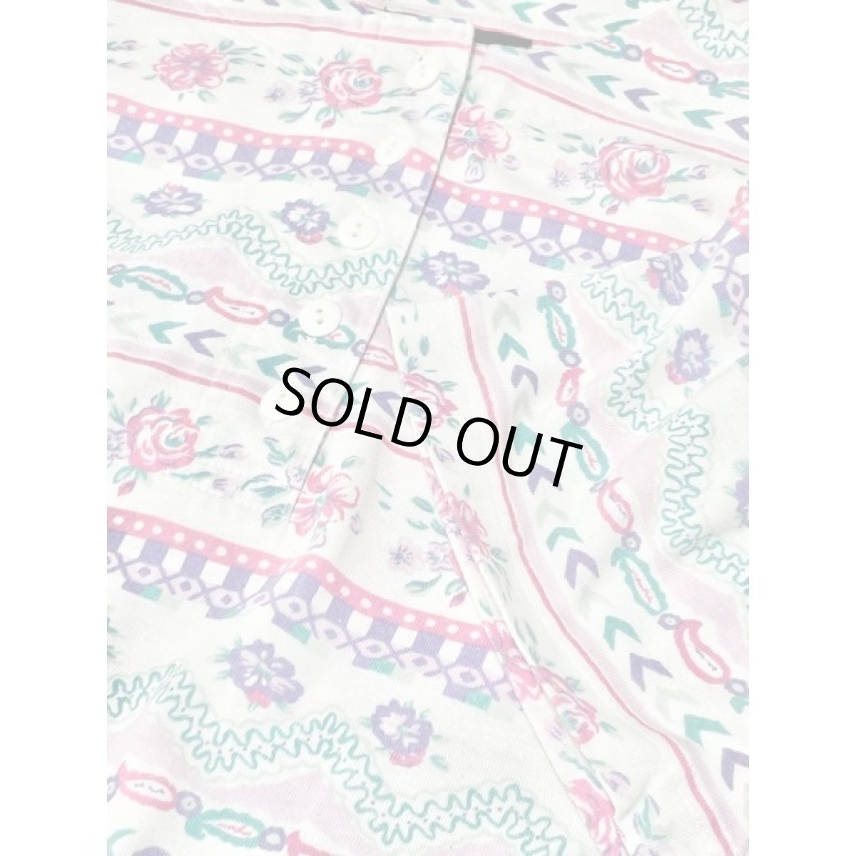 画像8: 花柄 ドット ボタン付き アメリカ古着 半袖 ヴィンテージ Tシャツ (8)