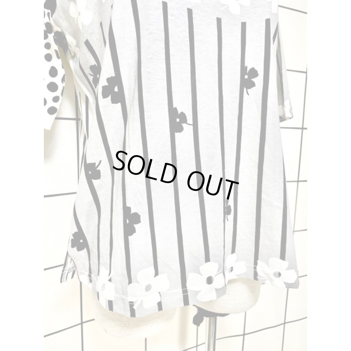 画像7: ドット ストライプ 花柄 70's 昭和レトロ 国産古着 シャツ ヴィンテージトップス (7)