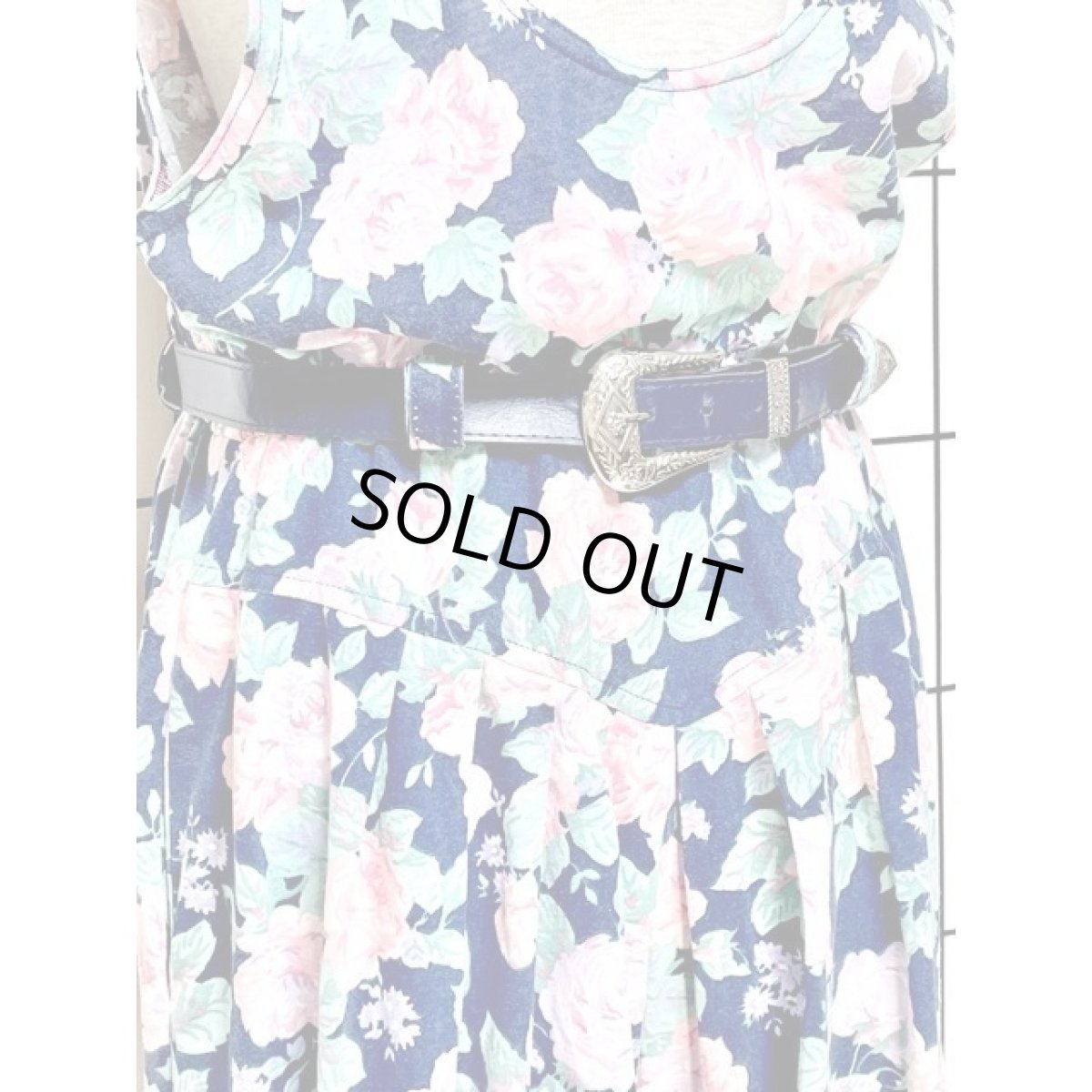 画像9: 花柄 ベルト付 ウエストゴム レトロ アメリカ古着 オールインワン ヴィンテージサロペット (9)