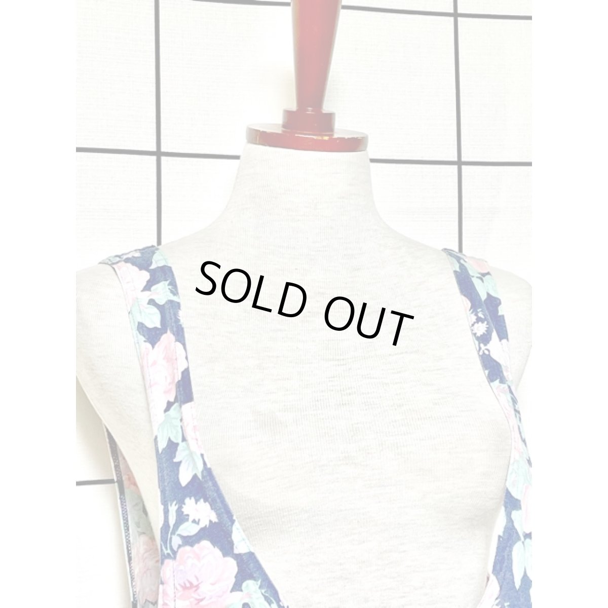 画像7: 花柄 ベルト付 ウエストゴム レトロ アメリカ古着 オールインワン ヴィンテージサロペット (7)