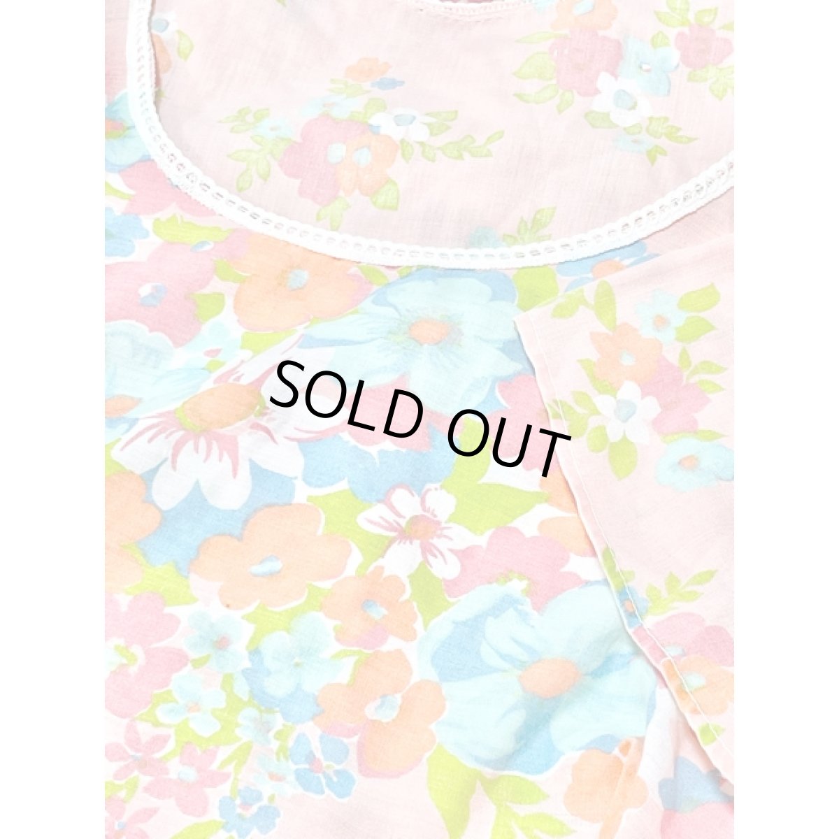 画像10: 花柄 70s ハイウエストリボン レース ガーリー ヨーロッパ古着 ヴィンテージマキシ丈ワンピース (10)