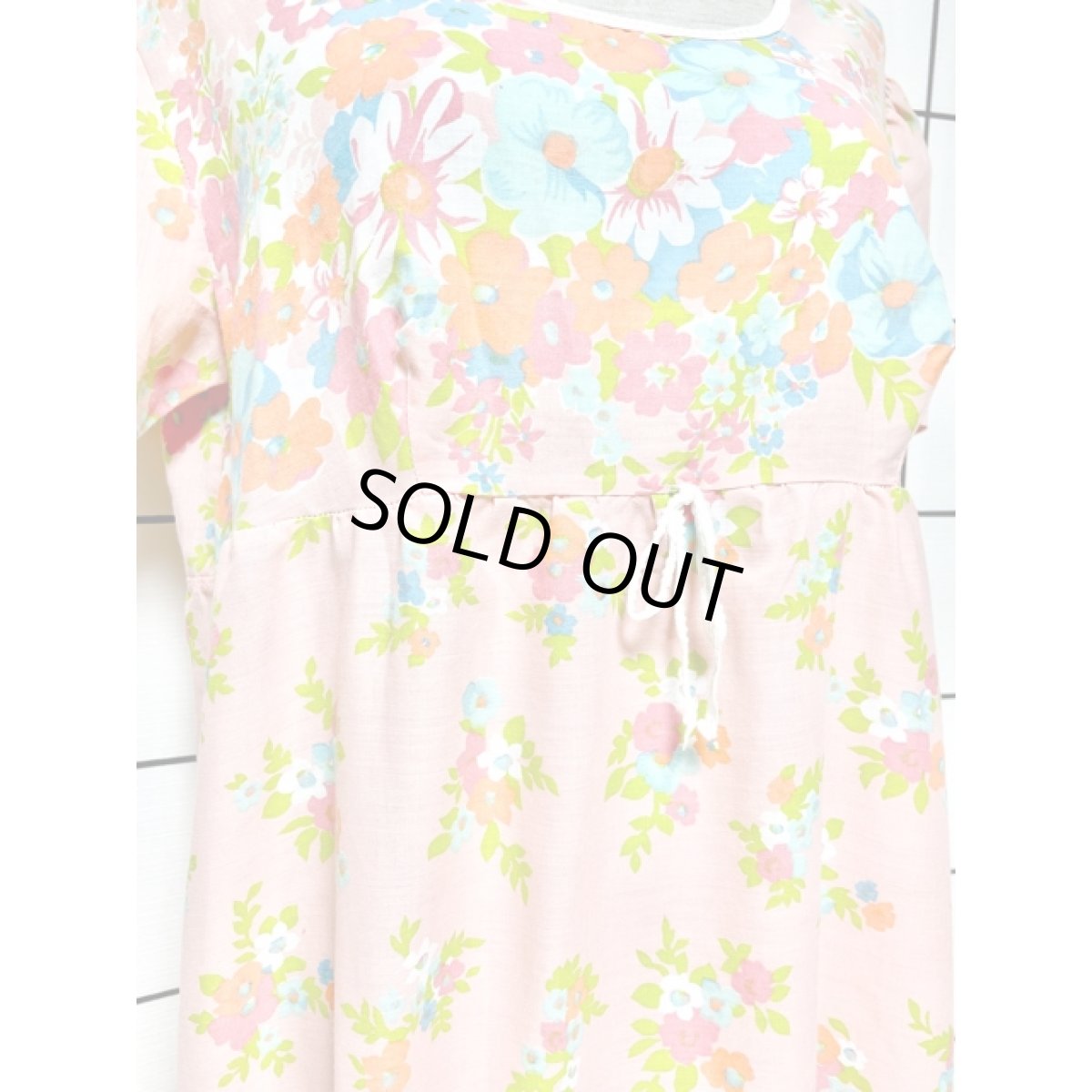 画像7: 花柄 70s ハイウエストリボン レース ガーリー ヨーロッパ古着 ヴィンテージマキシ丈ワンピース (7)