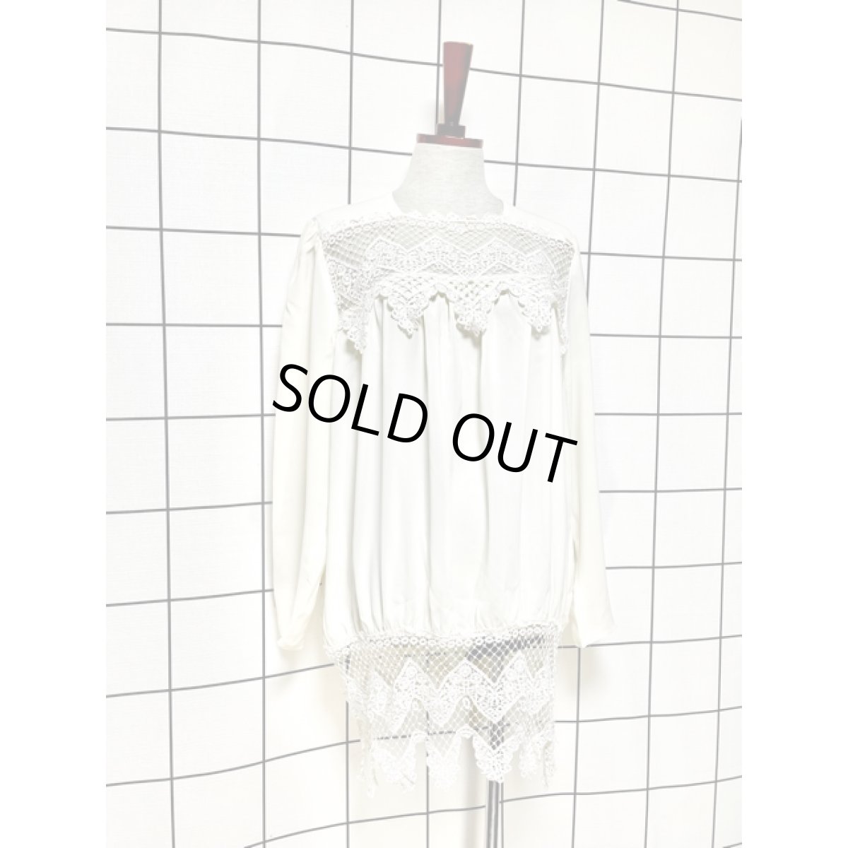 画像4: アンティークレース オフホワイト クラシカル アメリカ古着 ヴィンテージトップス (4)