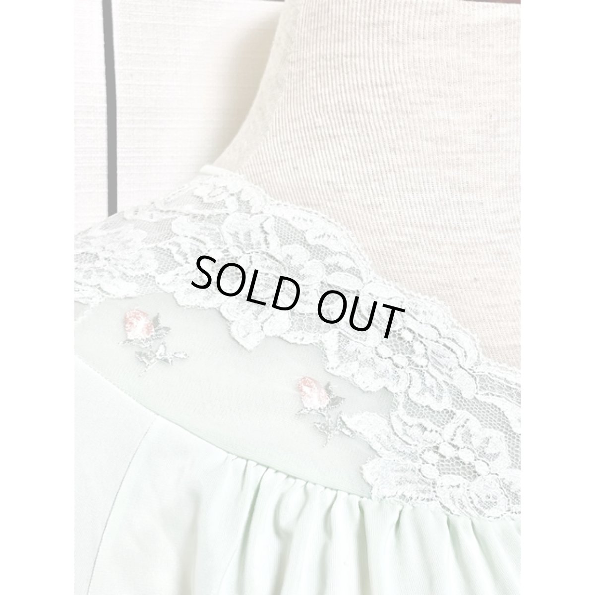 画像6: ミントグリーン フラワーレース 花刺繍 アメリカ古着 ヴィンテージブラウス (6)