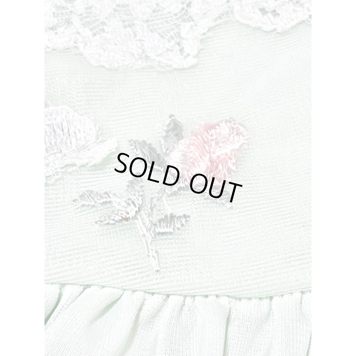 画像12: ミントグリーン フラワーレース 花刺繍 アメリカ古着 ヴィンテージブラウス (12)