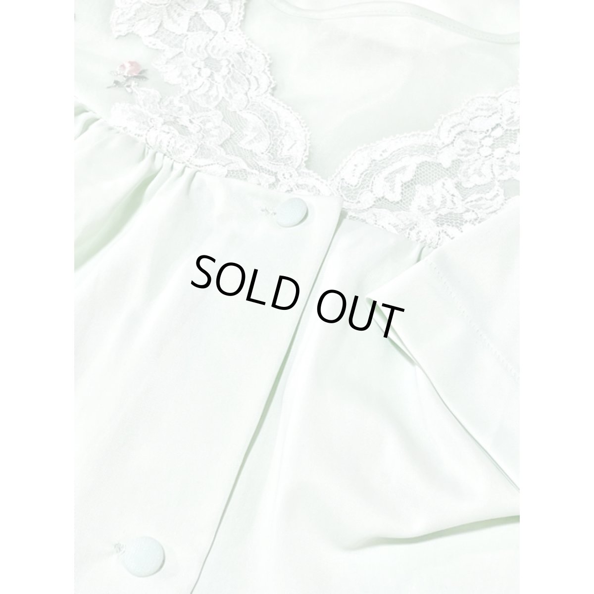 画像10: ミントグリーン フラワーレース 花刺繍 アメリカ古着 ヴィンテージブラウス (10)