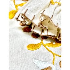 画像13: お花刺繍 袖にも刺繍 リボン ヨーロッパ古着 チュニック ヴィンテージブラウス (13)