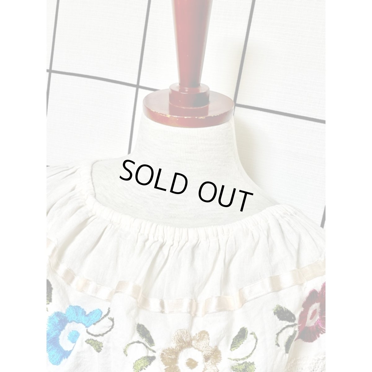 画像5: メキシカン刺繍 レース オフホワイト レトロ 古着 ヴィンテージ刺繍ブラウス (5)