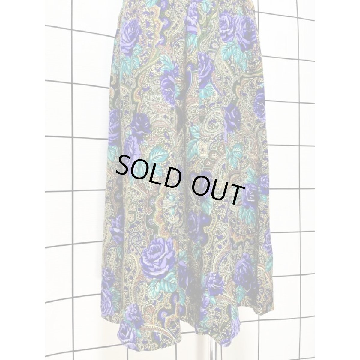 画像3: 花柄 オリエンタル調 ウエストゴム レトロ アメリカ古着 ヴィンテージスカート (3)