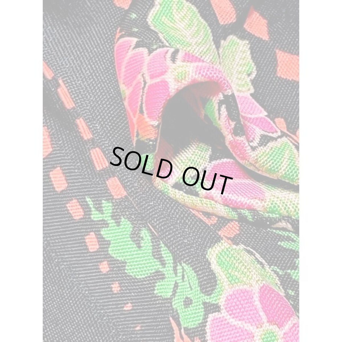 画像12: サイケ 花柄 70's ドット ダイヤ スクエア フレア袖 昭和レトロ ヴィンテージマキシ丈ドレス (12)