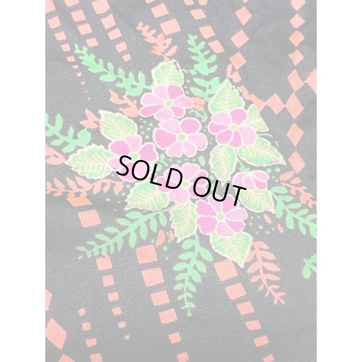 画像11: サイケ 花柄 70's ドット ダイヤ スクエア フレア袖 昭和レトロ ヴィンテージマキシ丈ドレス (11)