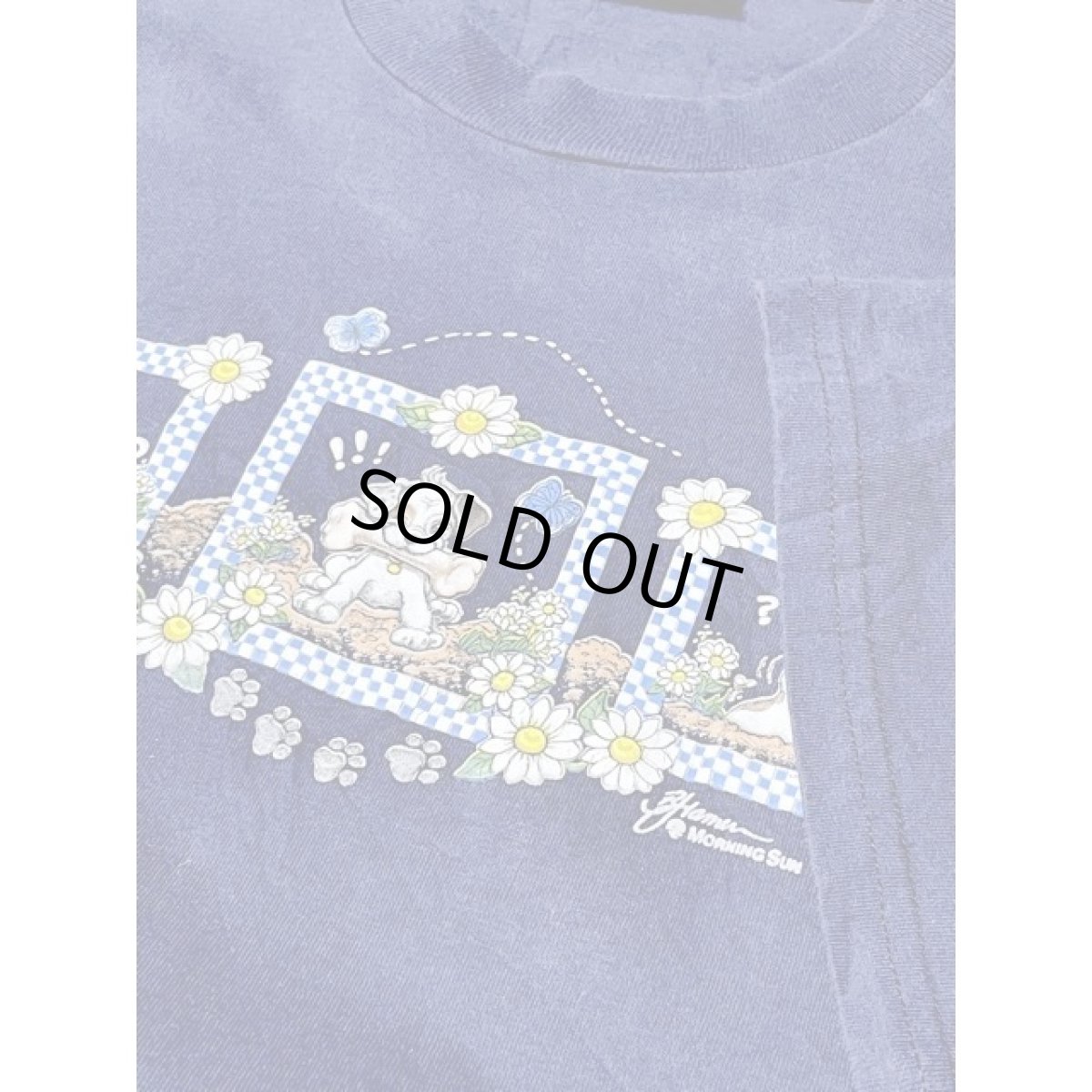 画像9: MorningSun 犬 花柄 ネイビー 半袖 レトロ アメリカ古着 ヴィンテージTシャツ (9)