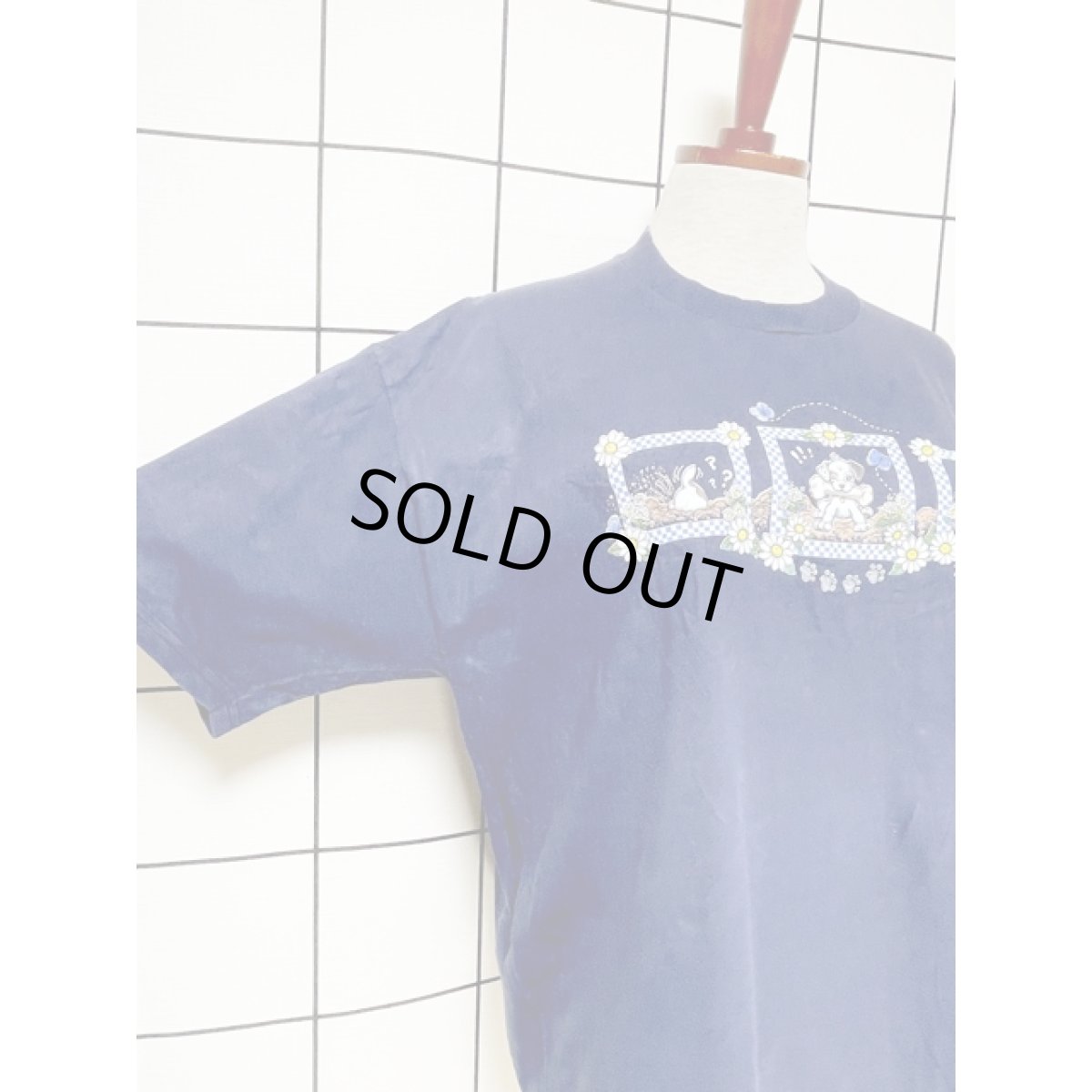 画像6: MorningSun 犬 花柄 ネイビー 半袖 レトロ アメリカ古着 ヴィンテージTシャツ (6)