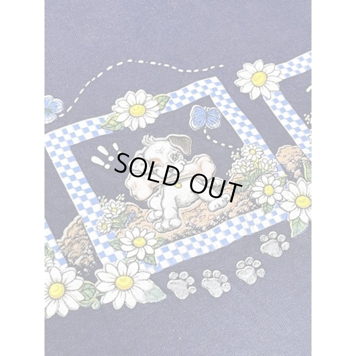 画像11: MorningSun 犬 花柄 ネイビー 半袖 レトロ アメリカ古着 ヴィンテージTシャツ (11)