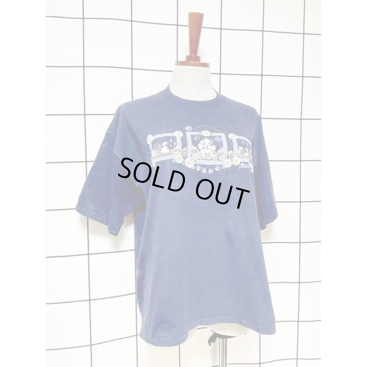 画像3: MorningSun 犬 花柄 ネイビー 半袖 レトロ アメリカ古着 ヴィンテージTシャツ (3)