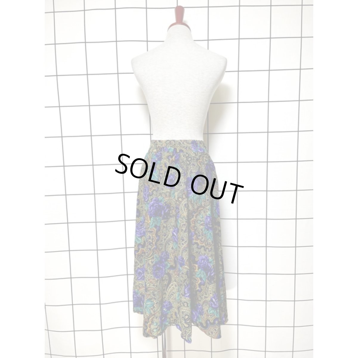 画像6: 花柄 オリエンタル調 ウエストゴム レトロ アメリカ古着 ヴィンテージスカート (6)