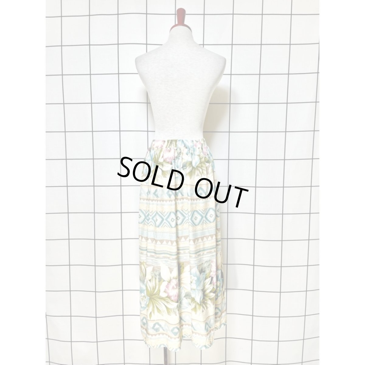 画像6: 花柄 エスニック模様 ウエストゴム スカート レトロ アメリカ古着 ヴィンテージ (6)