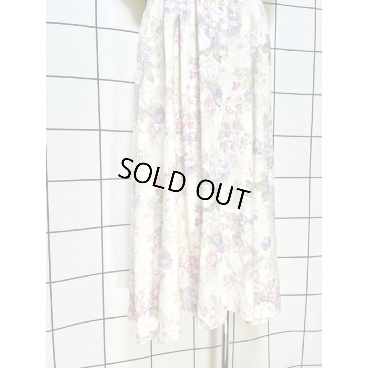 画像9: 花柄 ドルマン 前開き ウエストゴム レトロ アメリカ古着 ヴィンテージワンピース (9)