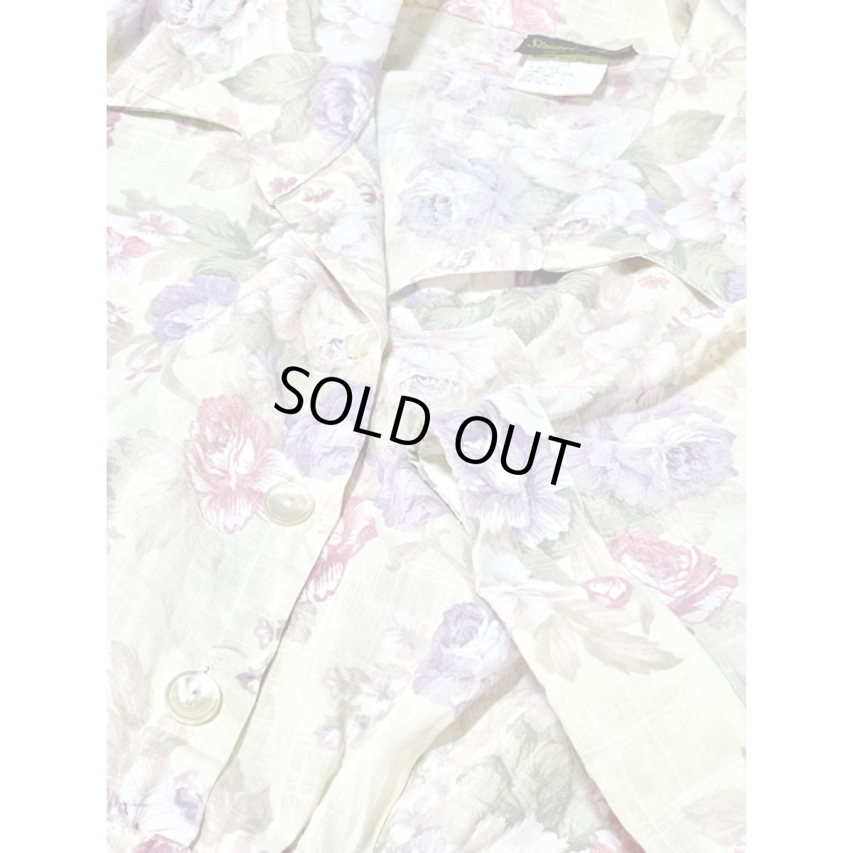 画像11: 花柄 ドルマン 前開き ウエストゴム レトロ アメリカ古着 ヴィンテージワンピース (11)