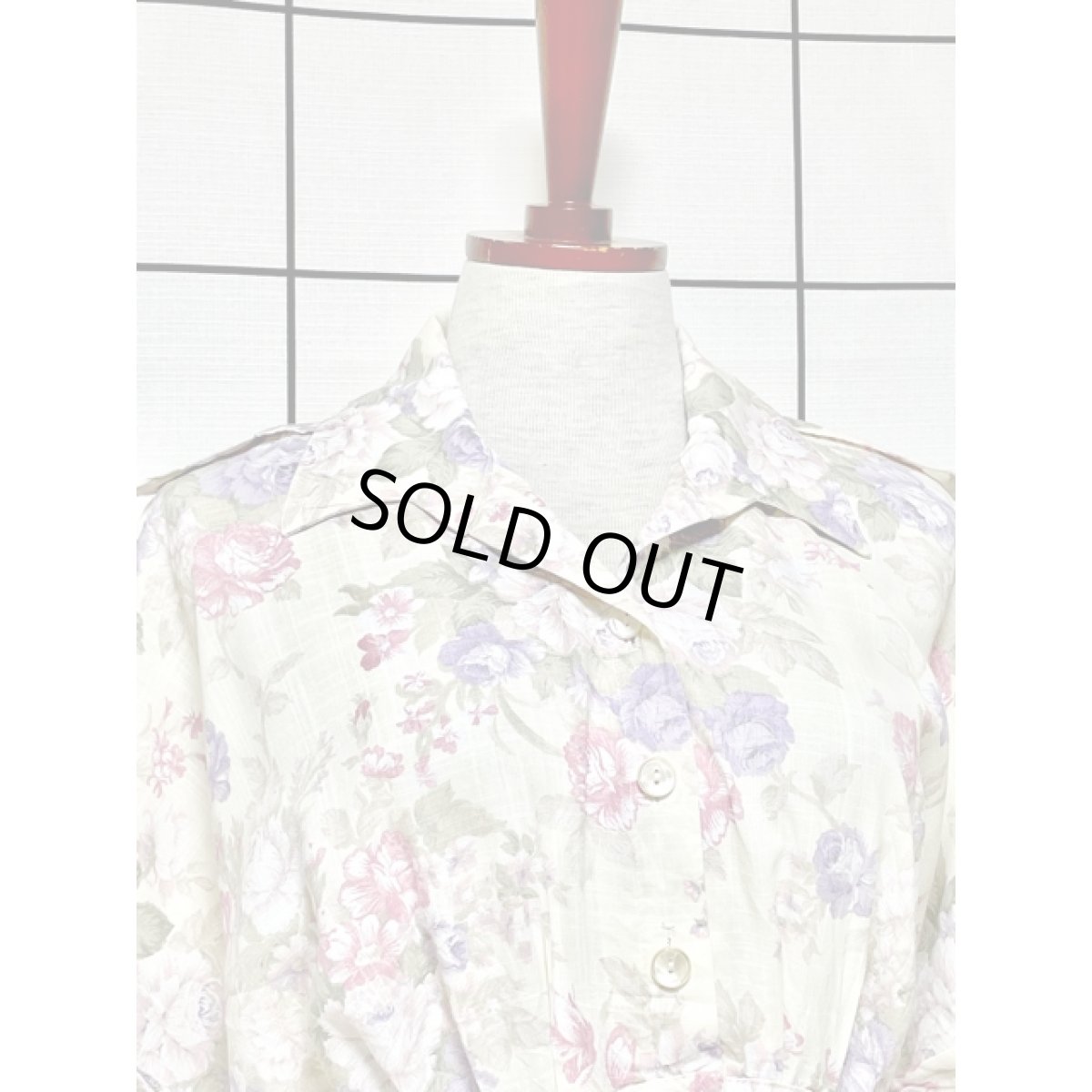 画像6: 花柄 ドルマン 前開き ウエストゴム レトロ アメリカ古着 ヴィンテージワンピース (6)