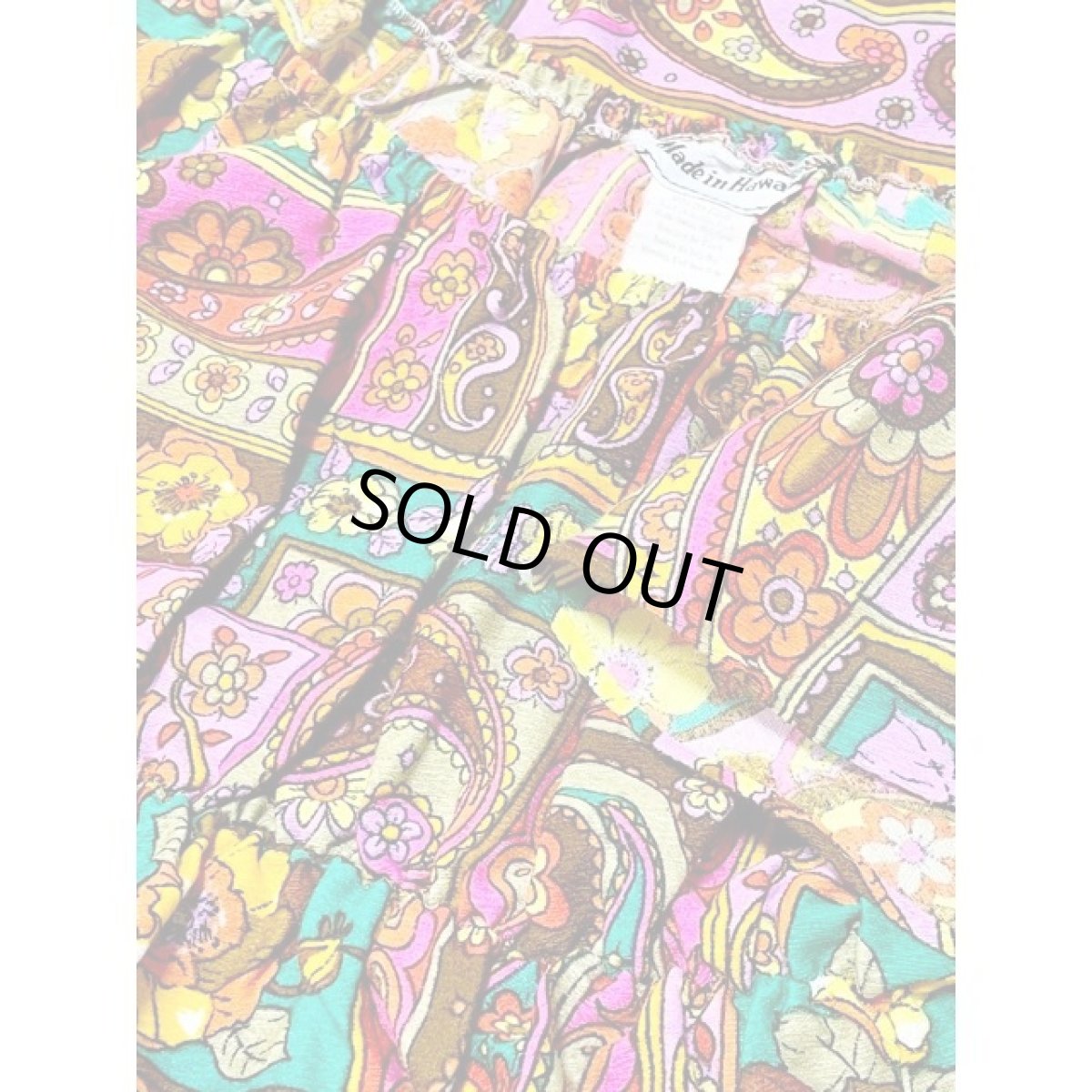 画像12: Hawaii レトロポップ サイケ 花柄 ハイウエストゴム  USA古着 ヴィンテージロングドレス (12)