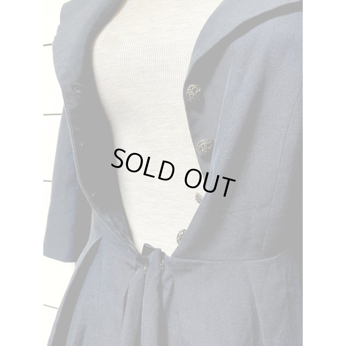 画像9: 無地 80's 90's ブラック 黒 フリル ティアードレース 古着 レトロ ヴィンテージワンピース (9)