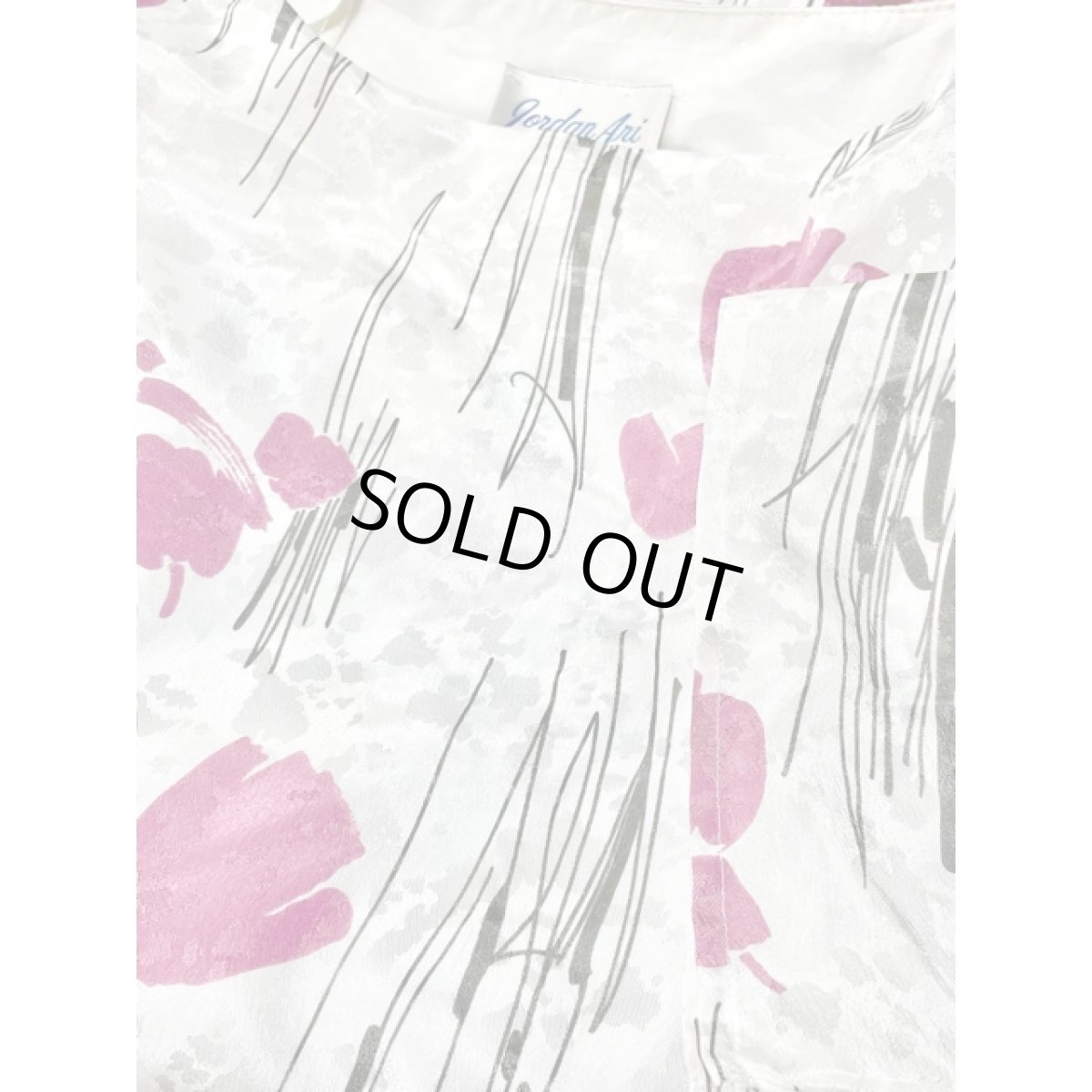 画像10: アート柄 ドルマンスリーブ ホワイト ウエストゴム リボン レトロ アメリカ古着 ヴィンテージワンピース (10)