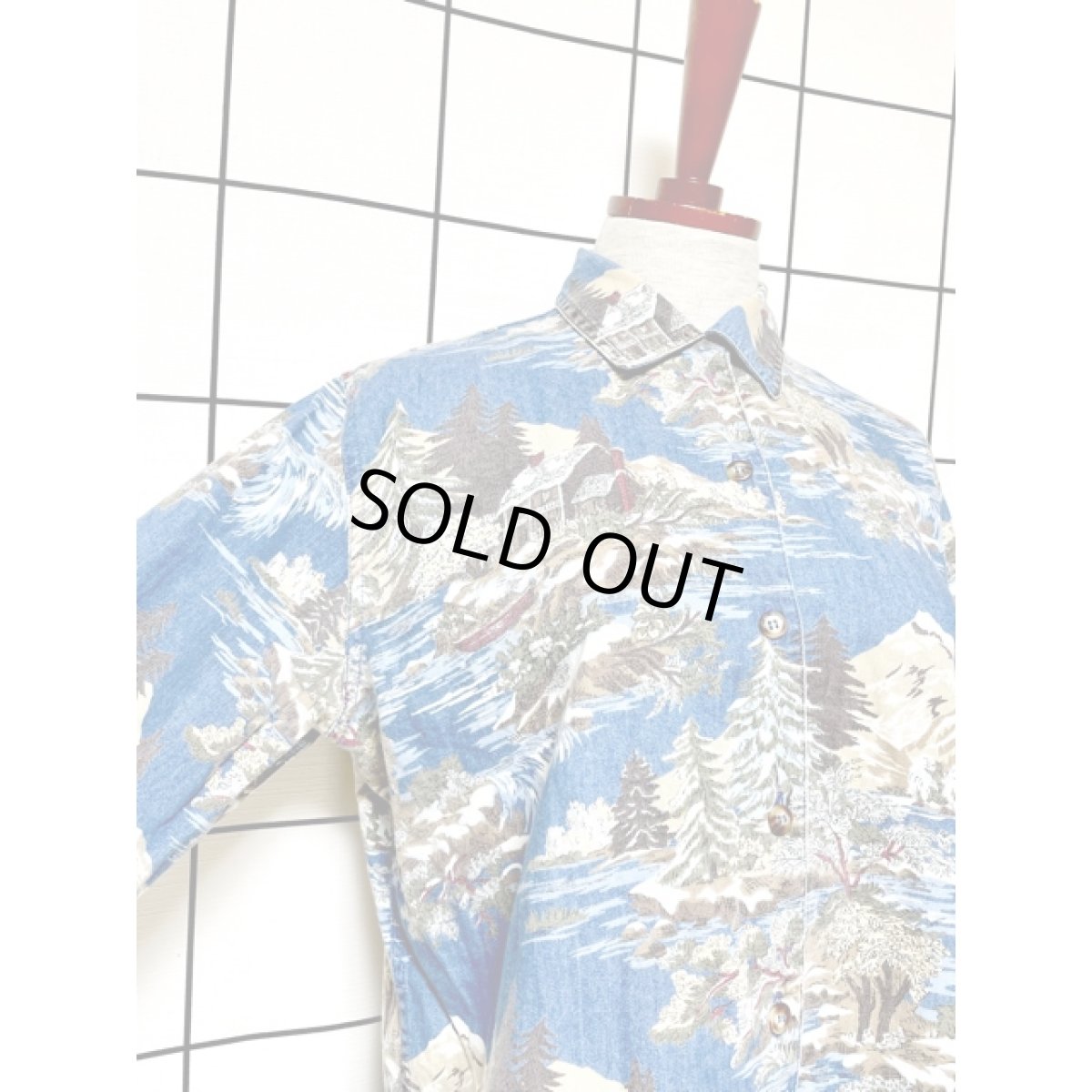 画像6: デニム 風景柄 アメリカ古着 長袖 シャツ ヴィンテージブラウス (6)