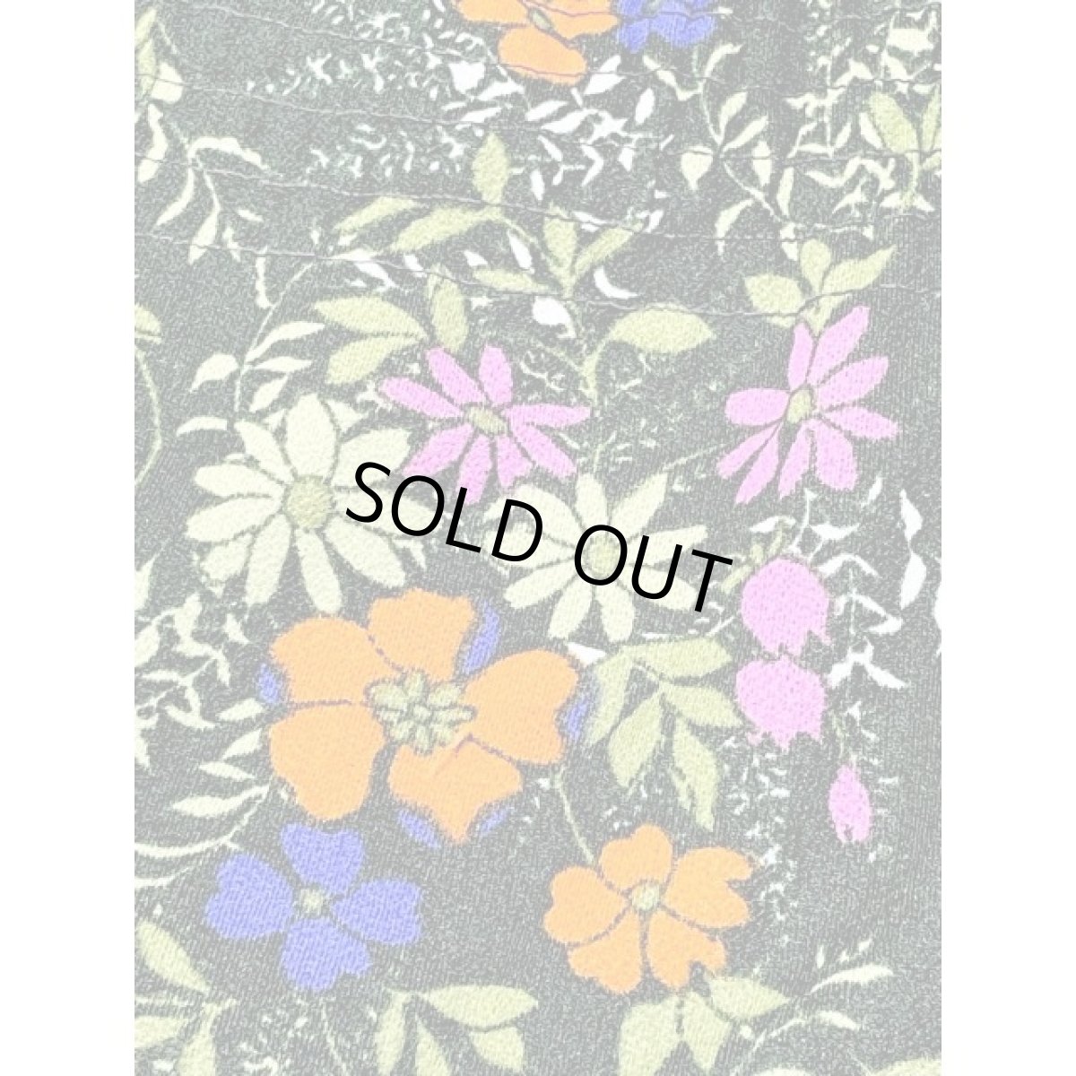 画像12: フランス古着 サイケ レトロポップ 60's 花柄 深めのグリーン シャーリング 長袖 レトロ ヴィンテージミニワンピース (12)