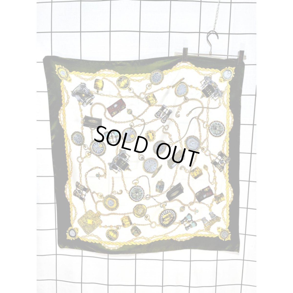 画像2: Italy製 イタリア 時計柄 レトロアンティーク ヴィンテージスカーフ ヨーロッパ (2)