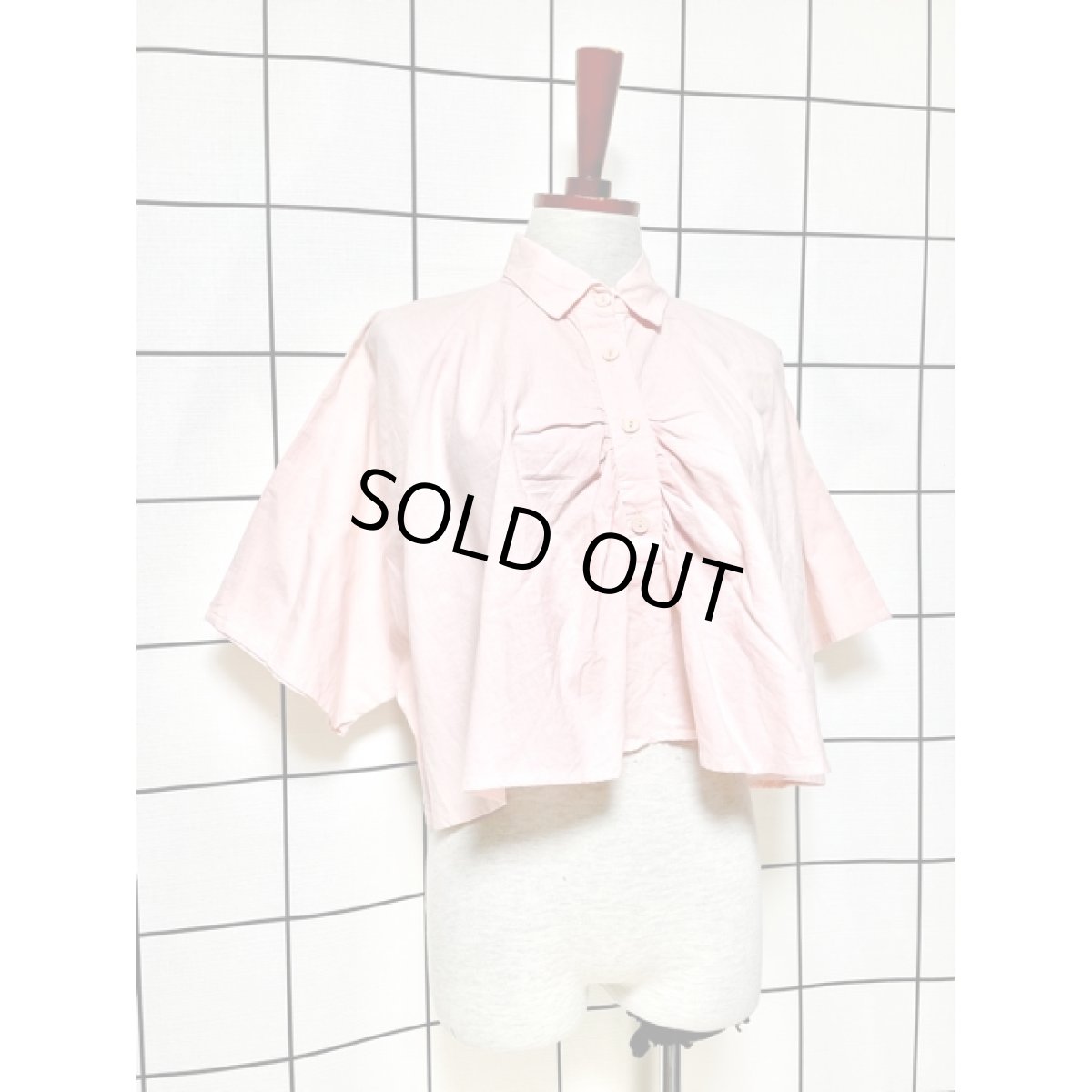 画像3: ショート丈 ピンク ポンチョ風 プルオーバー アメリカ古着 シャツ ヴィンテージブラウス (3)