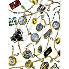 画像9: Italy製 イタリア 時計柄 レトロアンティーク ヴィンテージスカーフ ヨーロッパ (9)