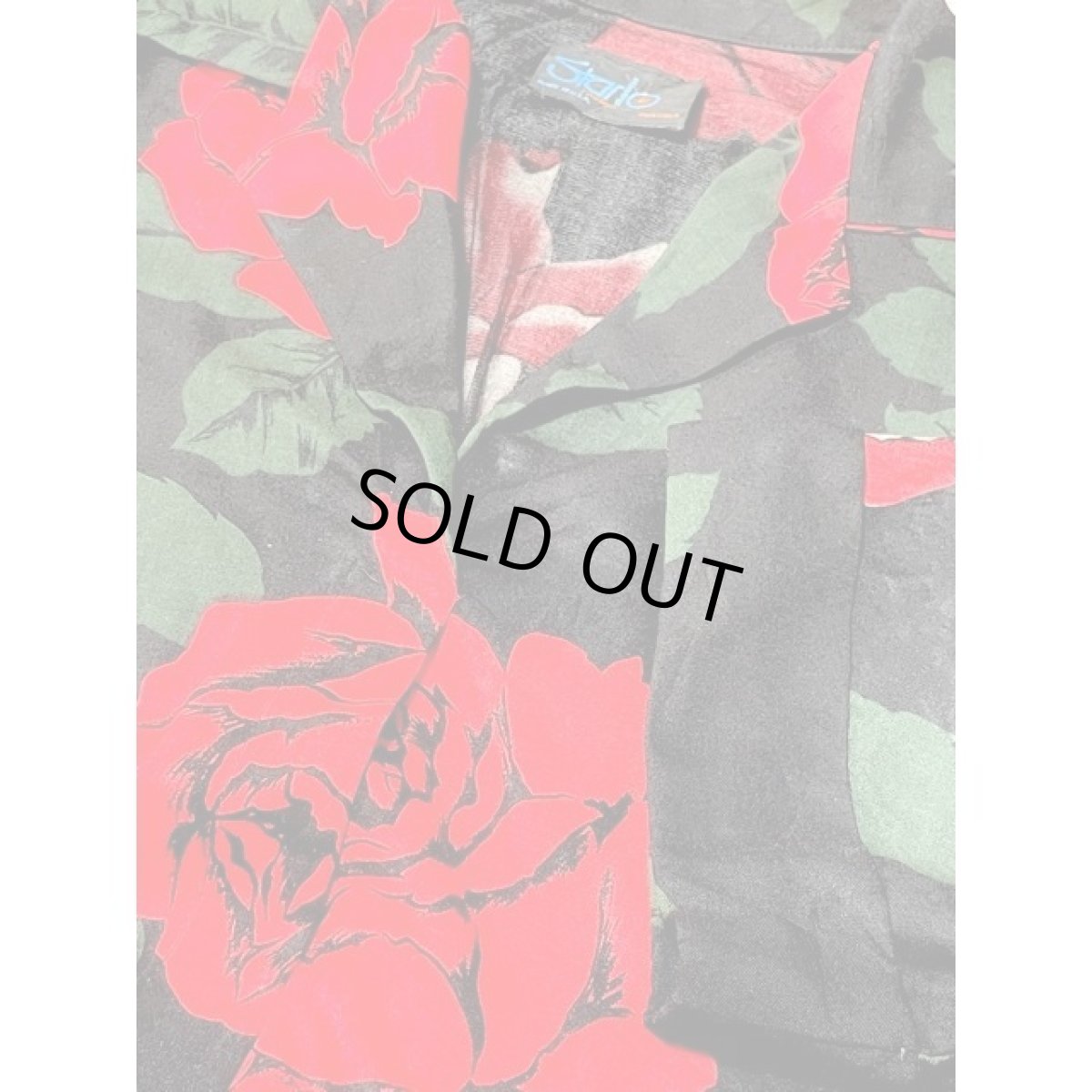 画像8: 大胆な薔薇柄 ドルマンスリーブ ブラック 黒 ウエストゴム レトロ アメリカ古着 ヴィンテージワンピース (8)