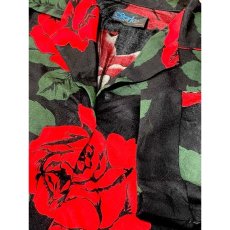 画像8: 大胆な薔薇柄 ドルマンスリーブ ブラック 黒 ウエストゴム レトロ アメリカ古着 ヴィンテージワンピース (8)