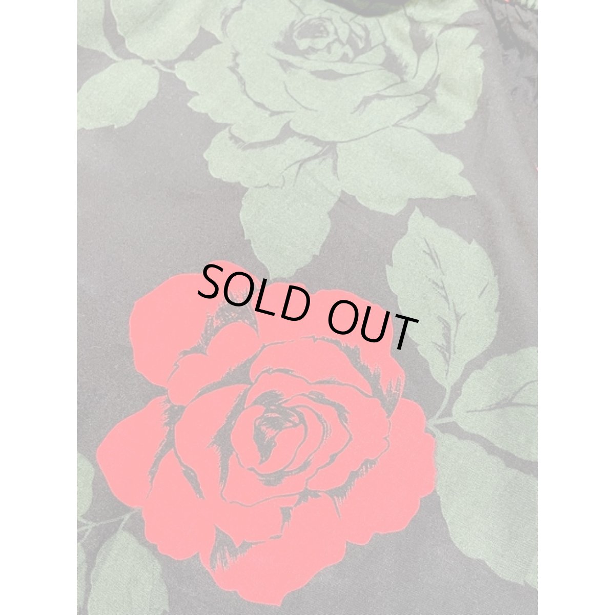 画像10: 大胆な薔薇柄 ドルマンスリーブ ブラック 黒 ウエストゴム レトロ アメリカ古着 ヴィンテージワンピース (10)