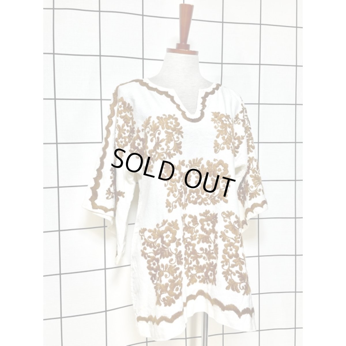 画像3: アメリカ古着 チュニックブラウス お花刺繍 プルオーバー (3)