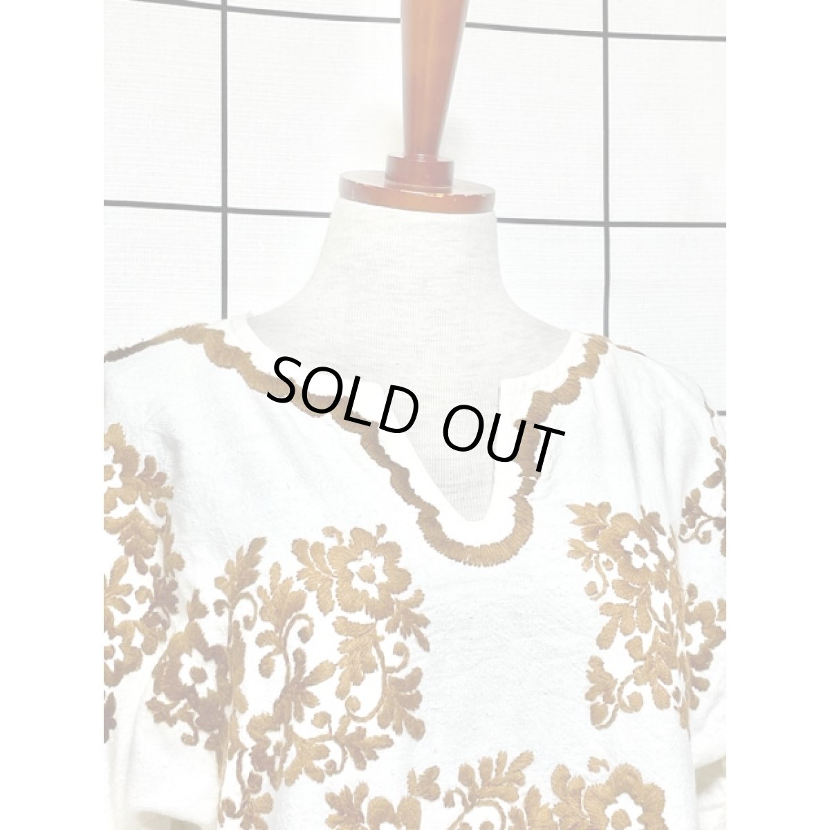 画像5: アメリカ古着 チュニックブラウス お花刺繍 プルオーバー (5)