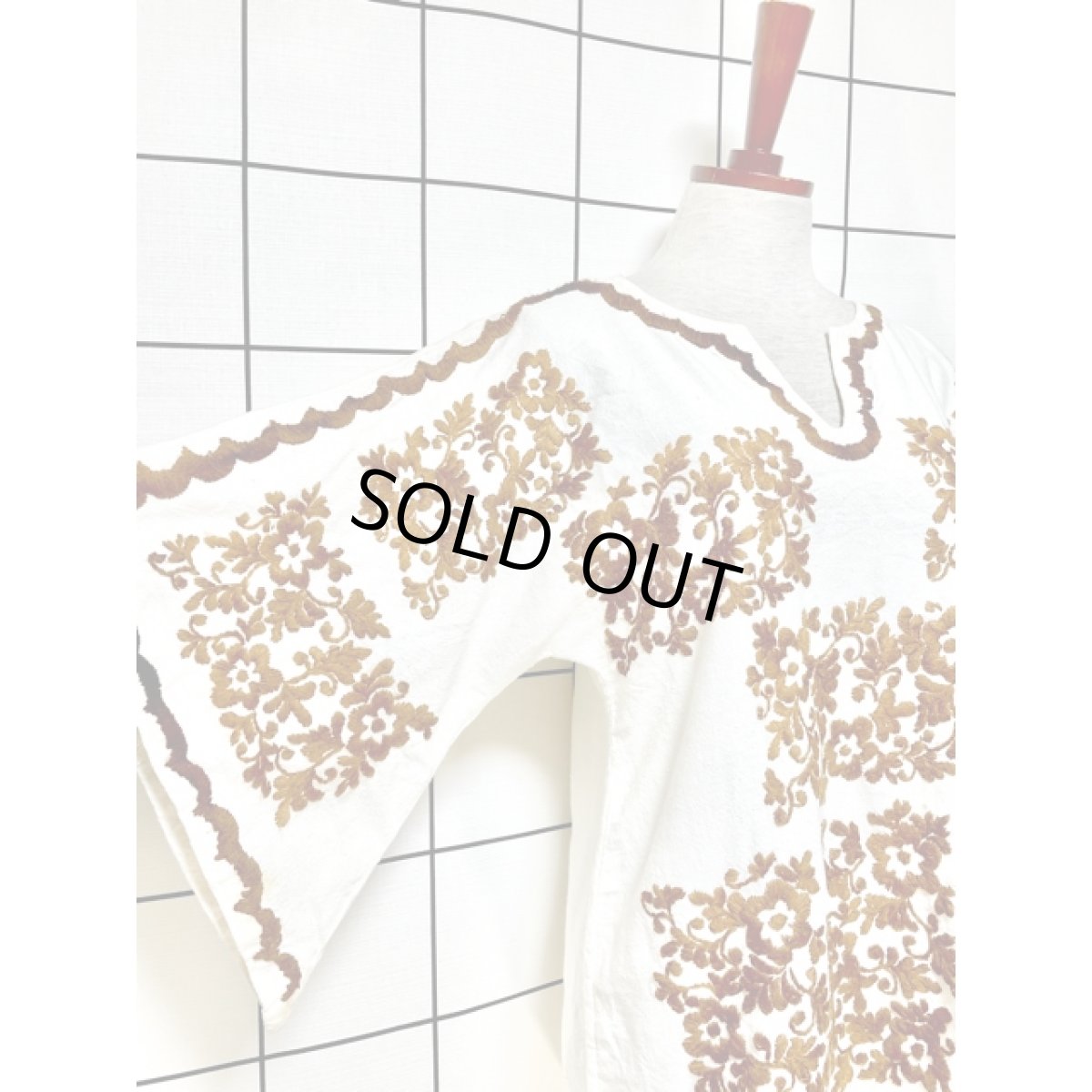 画像6: アメリカ古着 チュニックブラウス お花刺繍 プルオーバー (6)