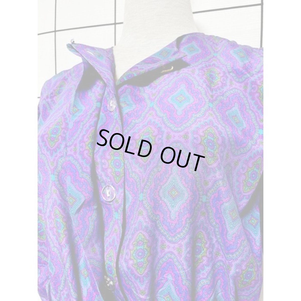 画像7: レトロサイケ プリーツ ウエストゴム アメリカ古着 ヴィンテージワンピース (7)