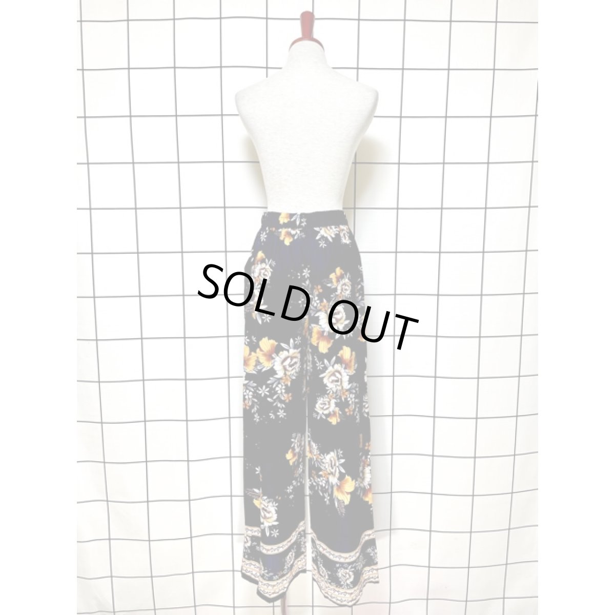 画像7: 花柄 ネイビー ウエストゴム アメリカ古着 レトロ ヴィンテージ ロングパンツ (7)