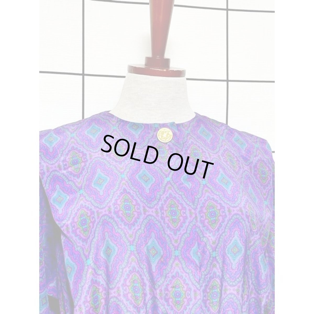 画像5: レトロサイケ プリーツ ウエストゴム アメリカ古着 ヴィンテージワンピース (5)