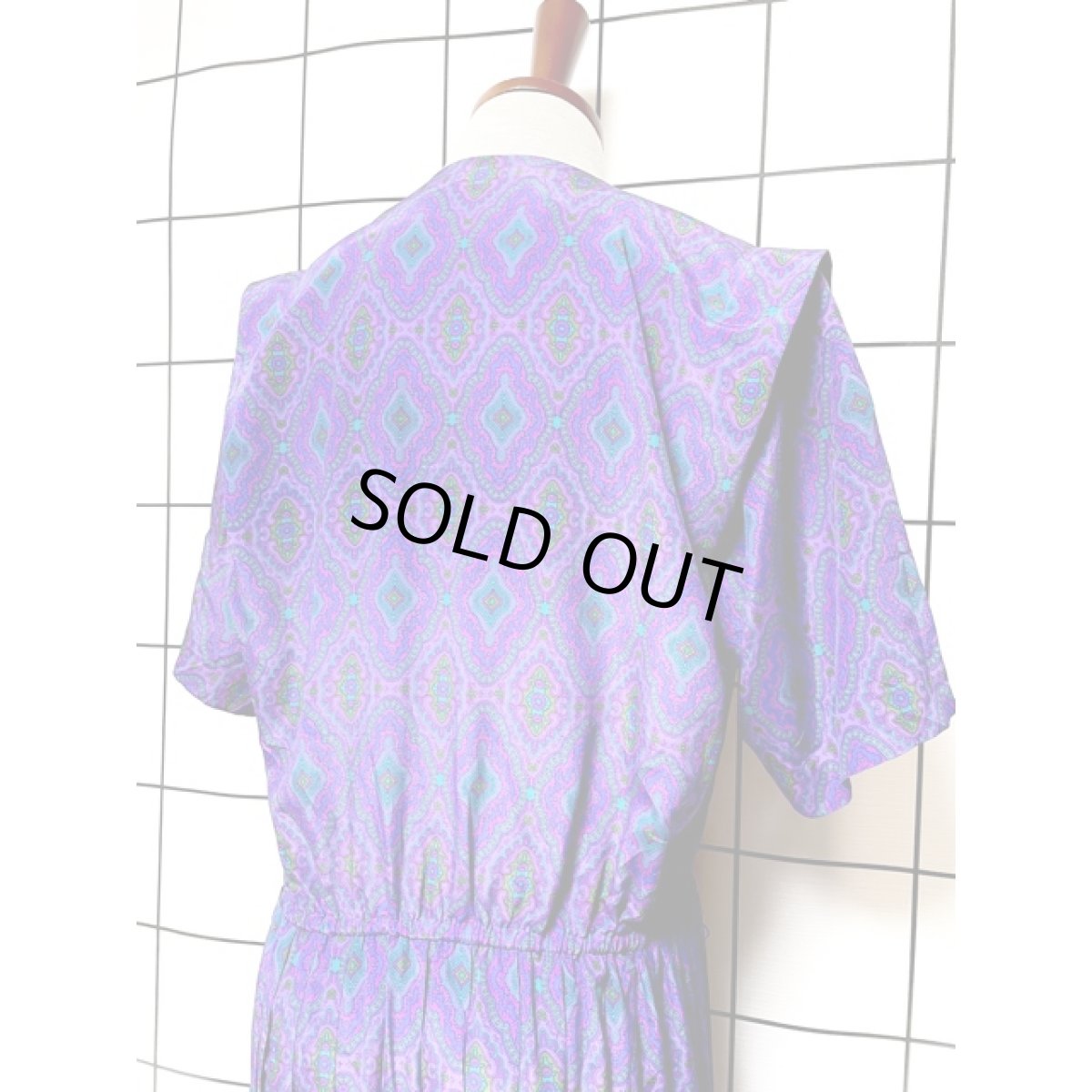 画像3: レトロサイケ プリーツ ウエストゴム アメリカ古着 ヴィンテージワンピース (3)