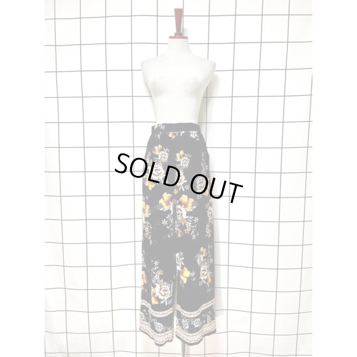 画像6: 花柄 ネイビー ウエストゴム アメリカ古着 レトロ ヴィンテージ ロングパンツ (6)