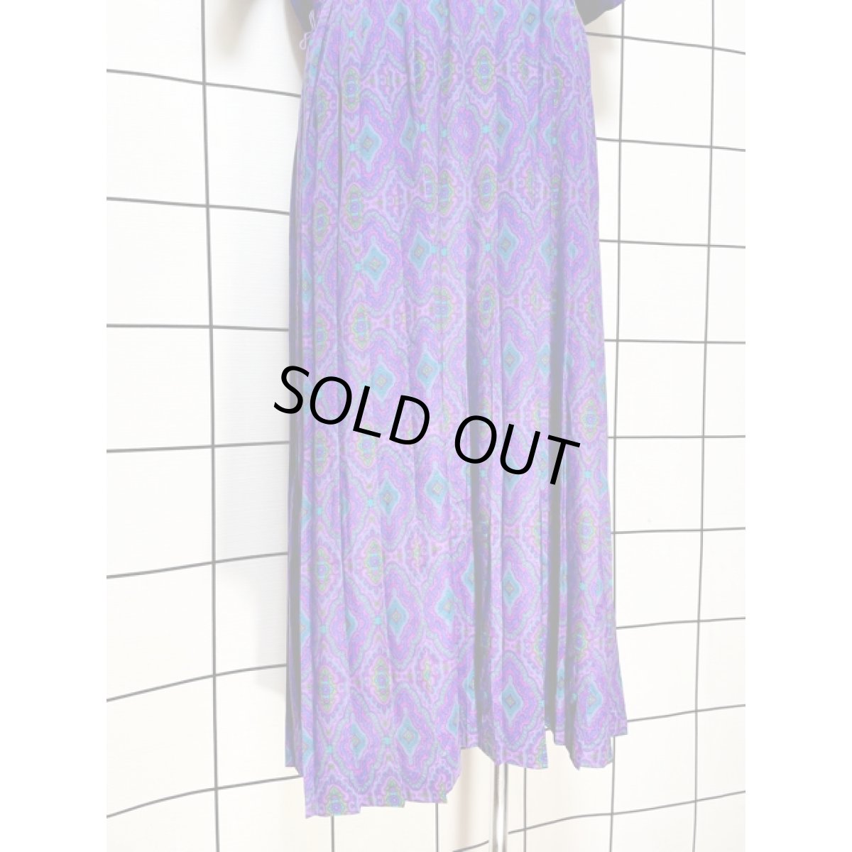 画像9: レトロサイケ プリーツ ウエストゴム アメリカ古着 ヴィンテージワンピース (9)