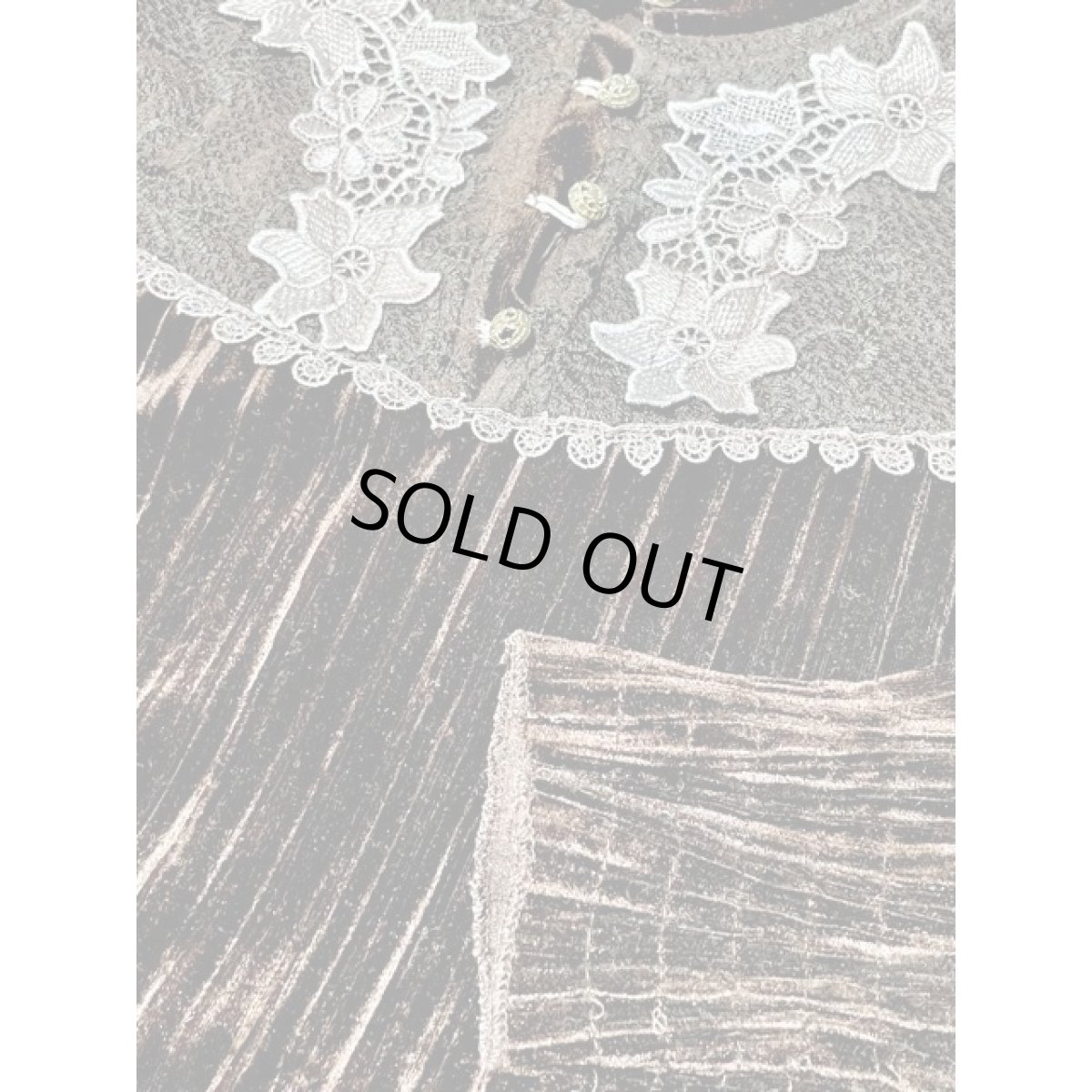 画像8: Italy 上品なプリーツ カットワークレース ブラウン ヨーロッパ古着 レトロ シャツ ヴィンテージ トップス (8)